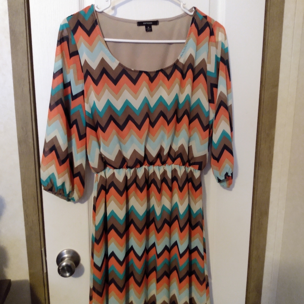 Long sleeve multicolored dress